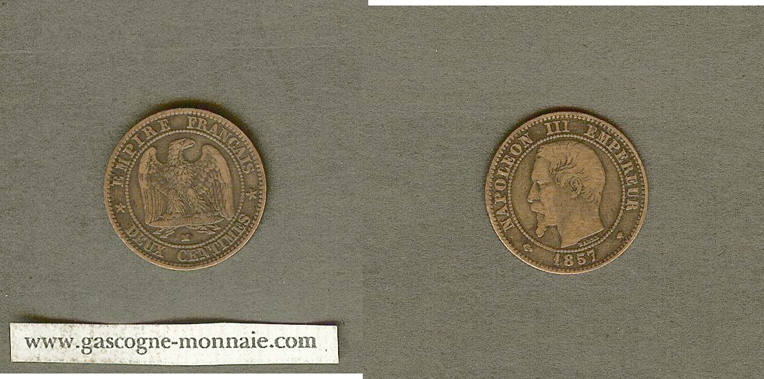 2 centimes Napoleon III 1857MA gF/VF+